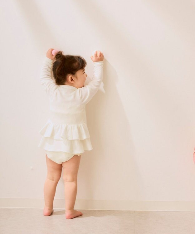 OP／FILA 【Ocean Pacific】フリル切り替えラッシュガード パーカー オフホワイト