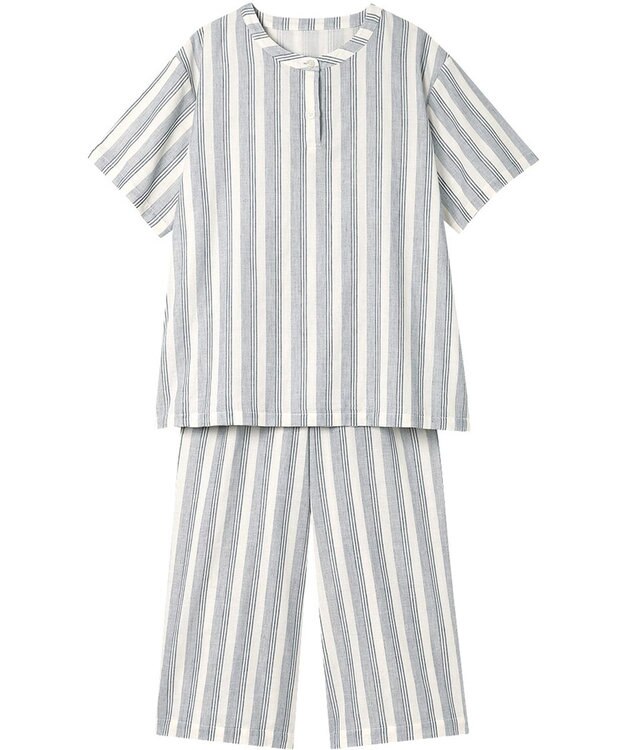 ワコール／睡眠科学 パジャマ 5分袖 半袖 8分丈 綿100%(本体) レディース YDT146 睡眠科学／ワコール ブルー