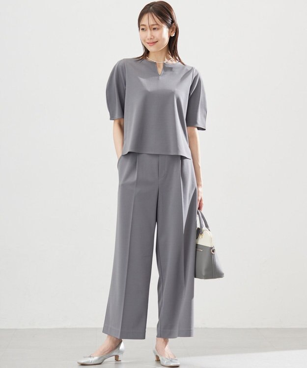 組曲 【WEB限定】ジョーゼットジャージーワイド パンツ グレー系