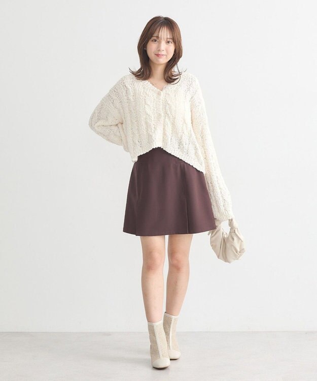 earth music&ecology ポコポコケーブルカーディガン Ivory