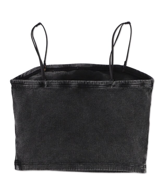 WEGO 【カップ付きインナー】ヴィンテージウォッシュカップインショートキャミ スミクロ