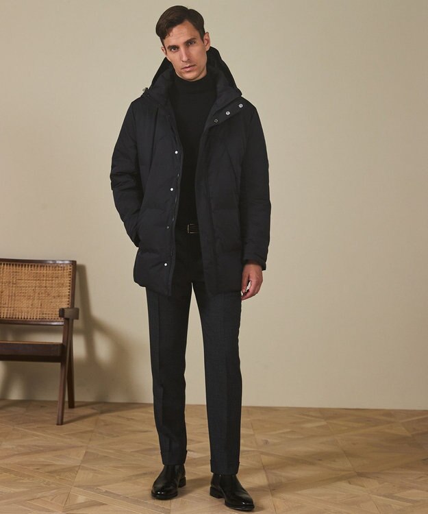 GOTAIRIKU WEB限定【仕事で着られる】ドレスダウンコート_ストレッチツイル_25年新作 ブラック系