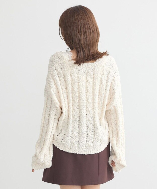 earth music&ecology ポコポコケーブルカーディガン Ivory