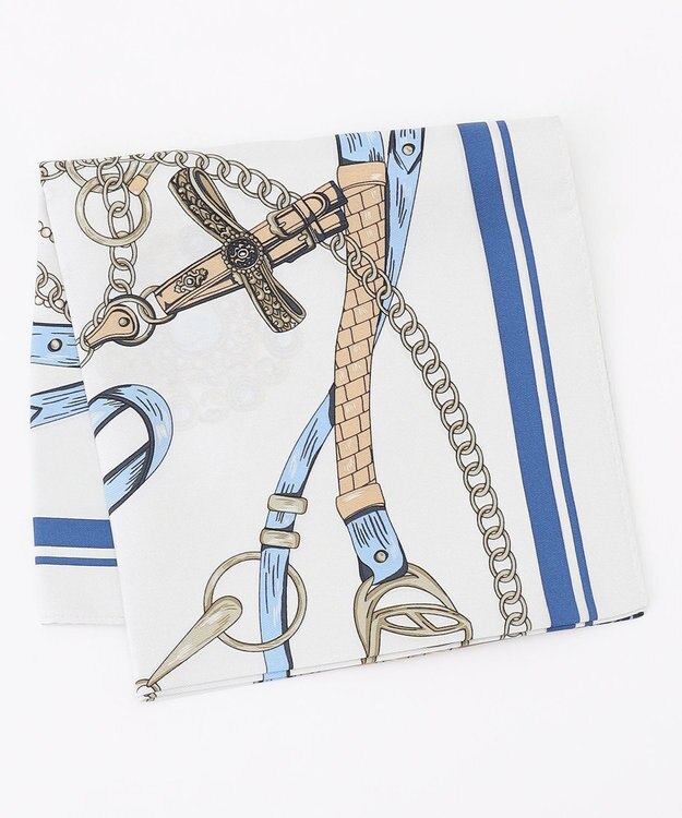 組曲 アクセサリーモチーフシルクスカーフ ブルー系5