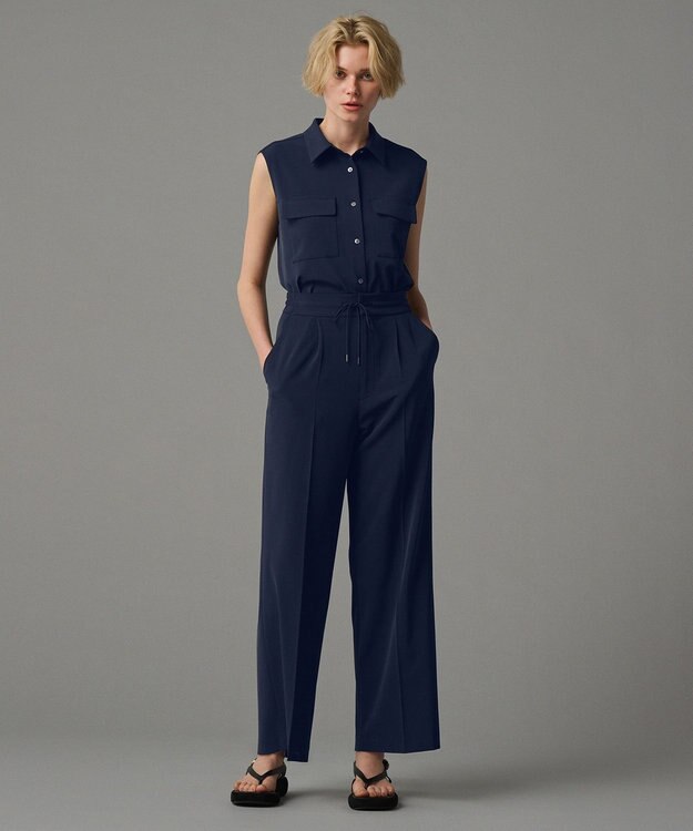 uncrave 【接触冷感・撥水・洗濯機洗い可】クールタッチツイル ブラウス（uncrave STANDARD) ネイビー