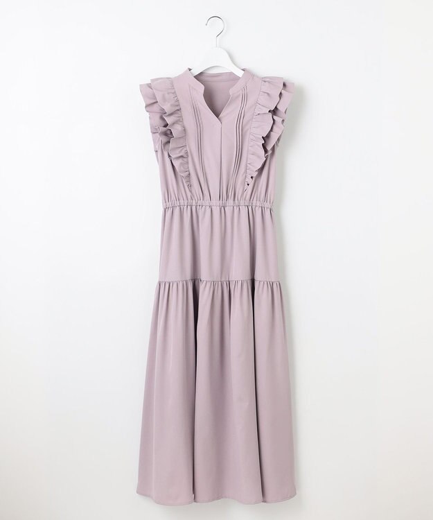 Feroux ショルダーフリルティアード ワンピース ライラック系