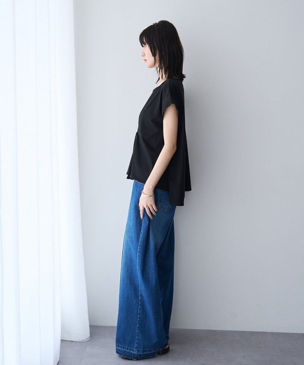 YECCA VECCA ピン付きドレープカットソー Black