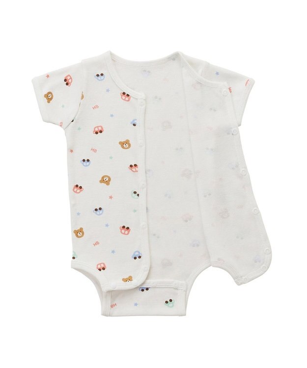 MIKI HOUSE HOT BISCUITS 【60-70cm】 半袖ボディシャツ(前開き) グリーン