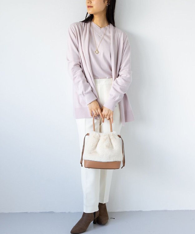 組曲 ファーバケットコンビ バッグ アイボリー系