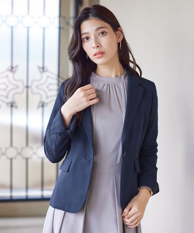 Tiaclasse 【洗える】ハイネックピンタックワンピース グレー