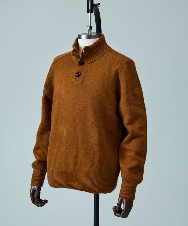 J.PRESS MEN 【カシミア100%使用】カシミヤリブモックネック ニット ブラウン系