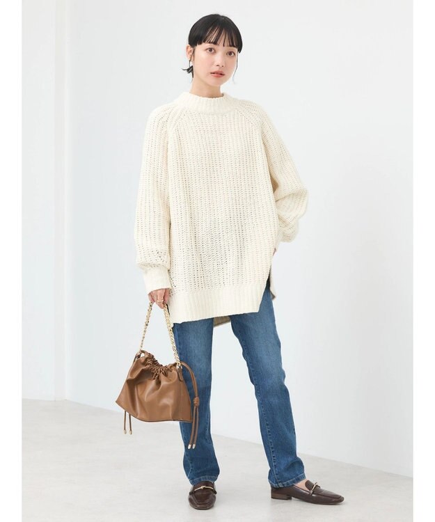 earth music&ecology マットモール片畦チュニック Ivory