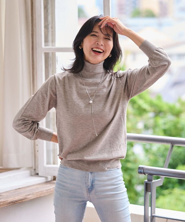 WEGO 【WEB限定/25年秋冬新作/洗濯OK/毛玉レス】タートルネックニット グレー