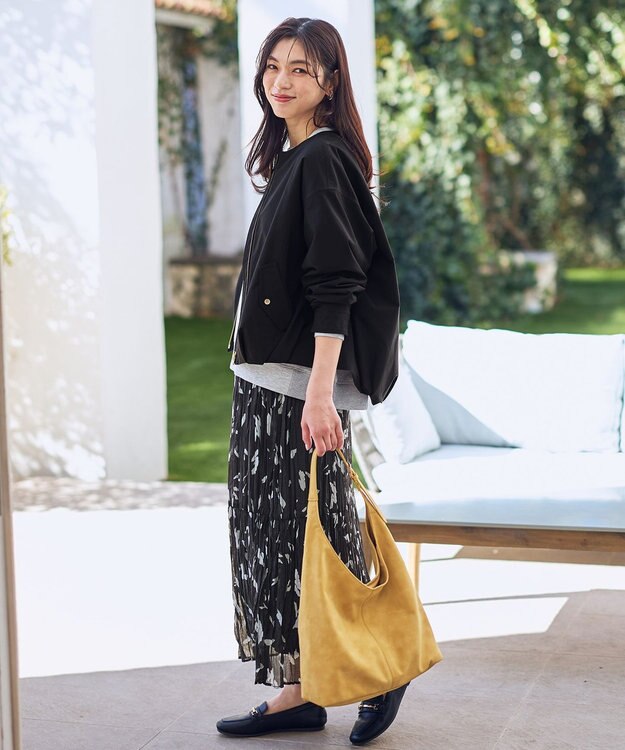 ANY アートドットプリントスカート スレートベース