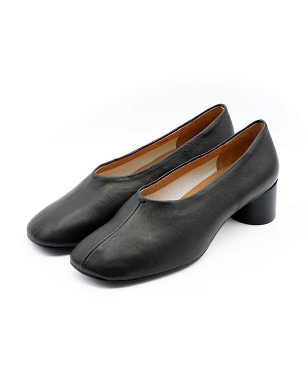 APOM オブリークトゥローヒールパンプス40 ブラック