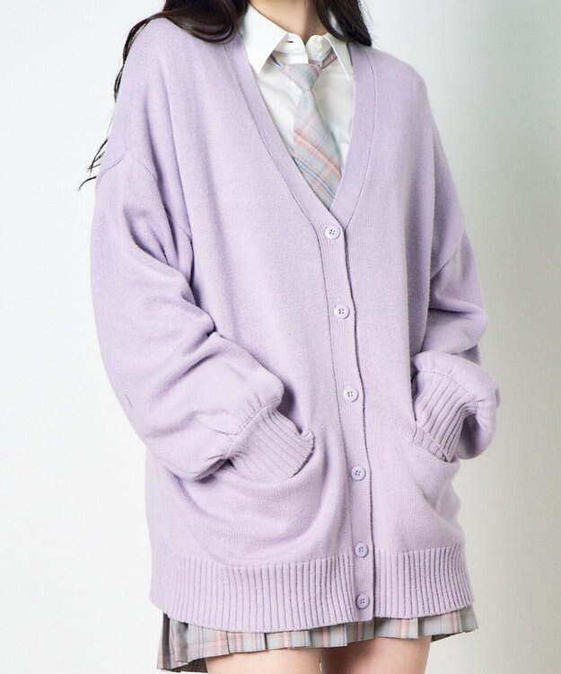 WEGO 【SCHOOL ITEM】ニットカーディガン ライトパープル