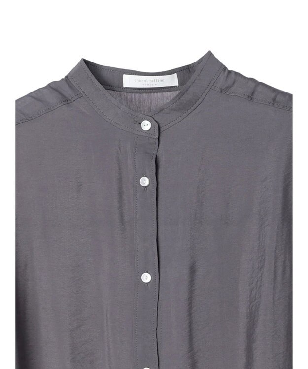 Green Parks バンドカラーシアーシャツ Charcoal Gray