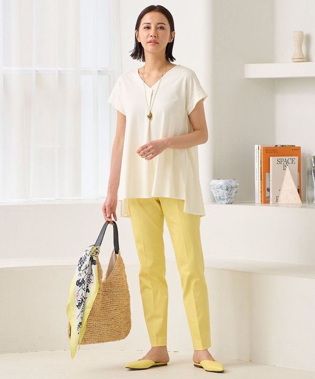 自由区 【接触冷感・吸湿・速乾・XXSサイズあり】COOLMAX テーパードパンツ ライトイエロー系