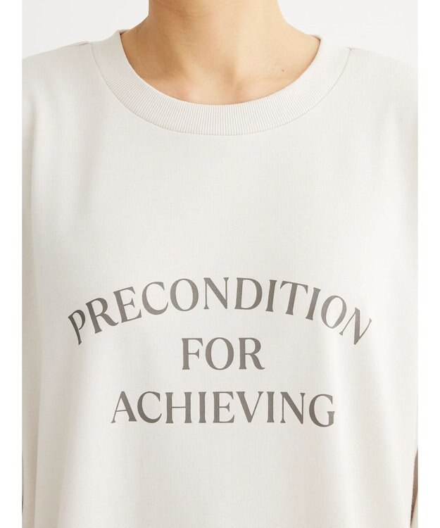 Green Parks ７分袖チュールドッキングロゴワンピース Beige