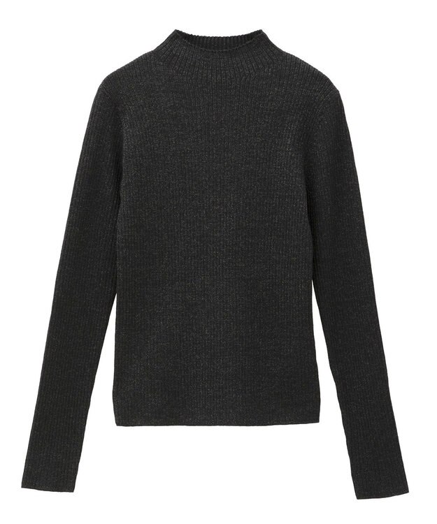 YECCA VECCA ラメ混ハイネックリブニット Black