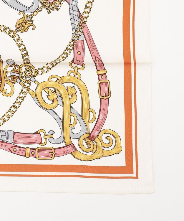 組曲 アクセサリーモチーフシルクスカーフ オレンジ系5