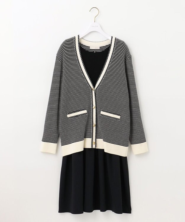 ANY SIS 【美人百花11月号掲載】クラシカルカーデ×ミディワンピ セット クラシカルブラック