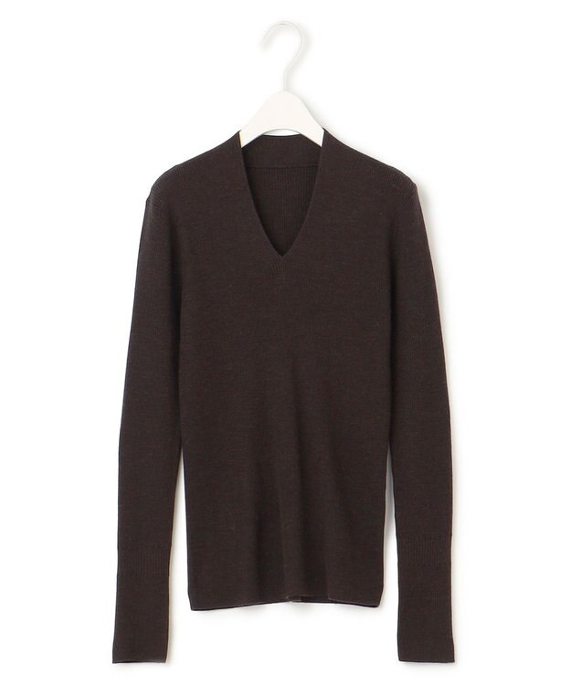 ICB 【洗える】エクストラファインメリノ Vネックプルオーバー バーントブラウン系