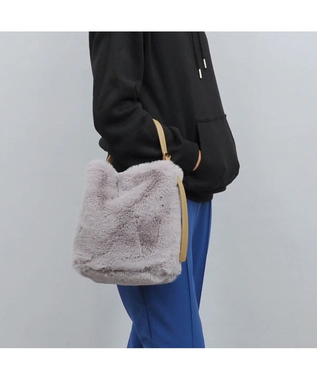 UNBILLION cachecache エコファーワンハンドルミニトートバッグ グレー