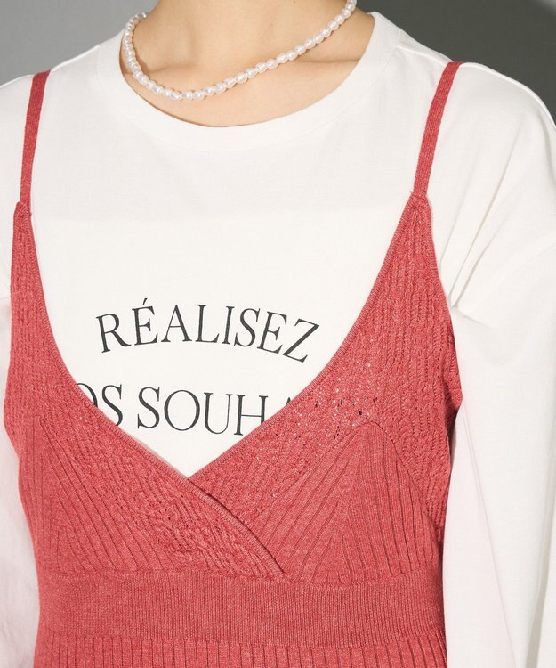 Green Parks レース編み風ビスチェキャミワンピース Red