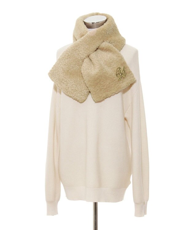 MOONBAT PAUL & JOE ACCESSOIRES フェイクファーブローチマフラー ベージュ