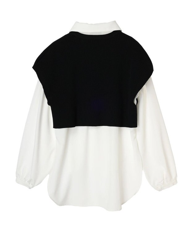 earth music&ecology ＳＥＴ２点ニットベスト＋シャツ Black