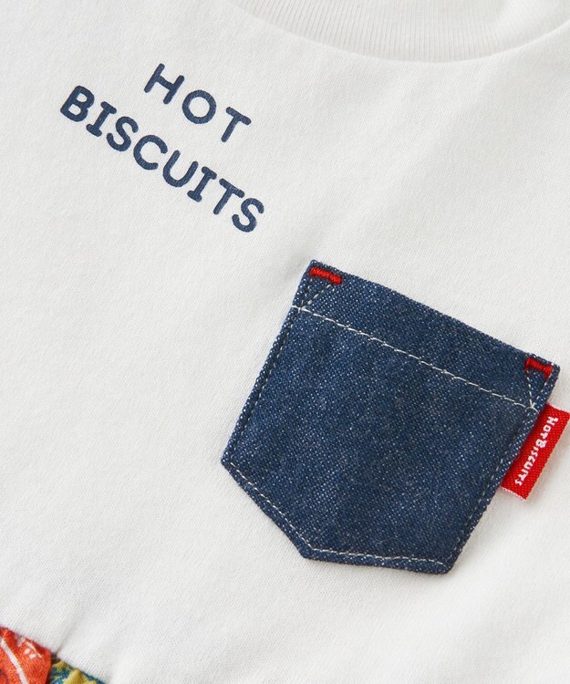 MIKI HOUSE HOT BISCUITS 【80-120cm】バンダナ柄 切り替えワンピース 白
