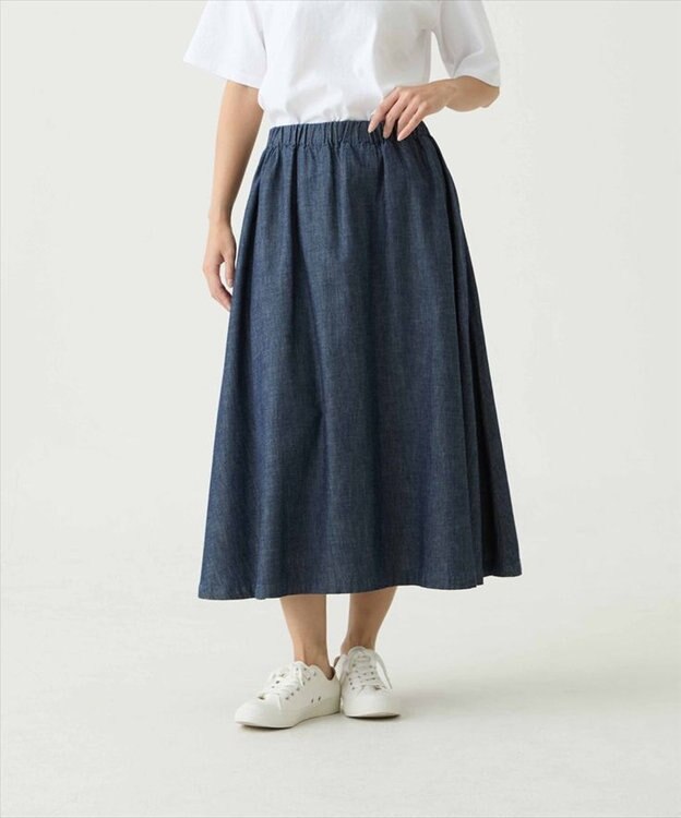 caqu gather skirt ゆったりシルエットデニムスカート rinse