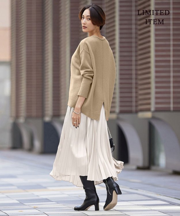 ICB L 【WEB限定】ファインメリノバルキー プルオーバー ベージュ系