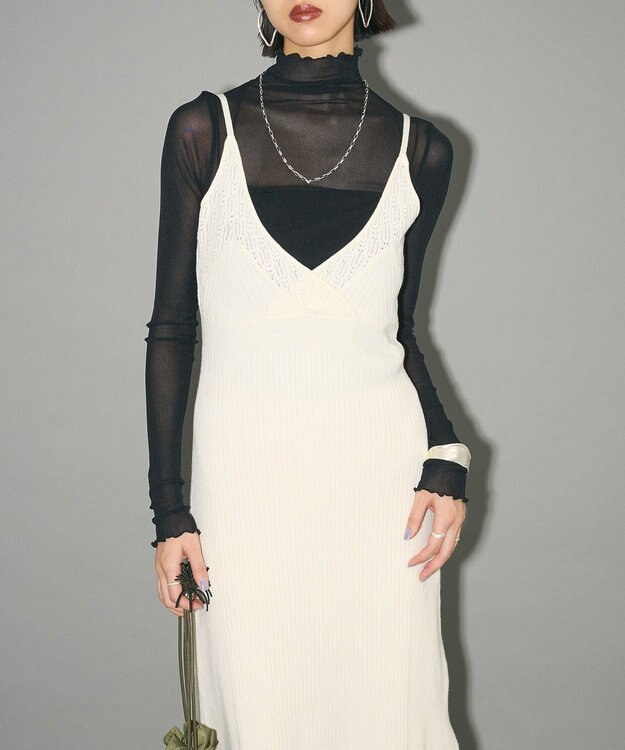 Green Parks レース編み風ビスチェキャミワンピース Off White