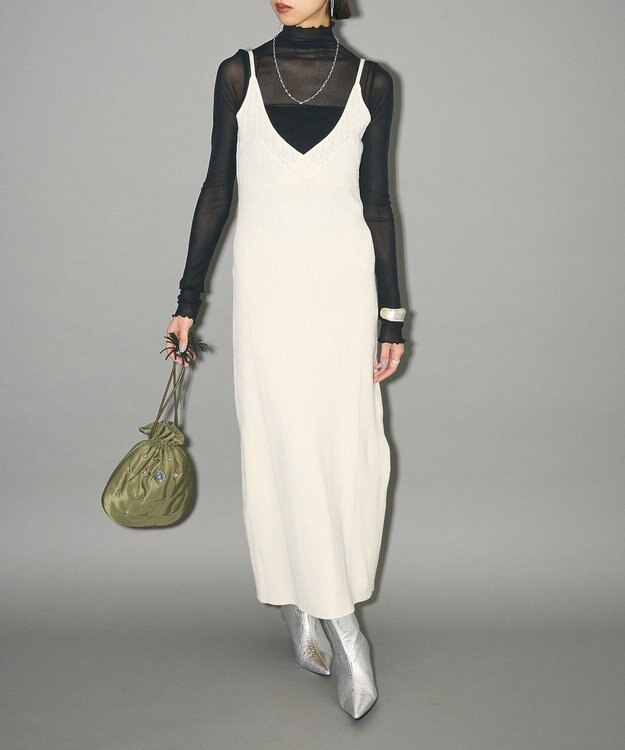 Green Parks レース編み風ビスチェキャミワンピース Off White