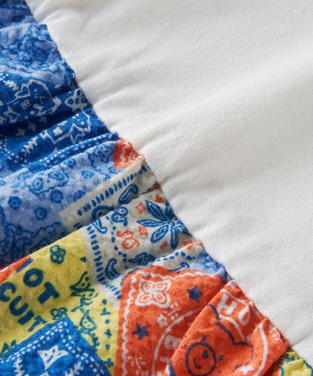 MIKI HOUSE HOT BISCUITS 【80-120cm】バンダナ柄 切り替えワンピース 白