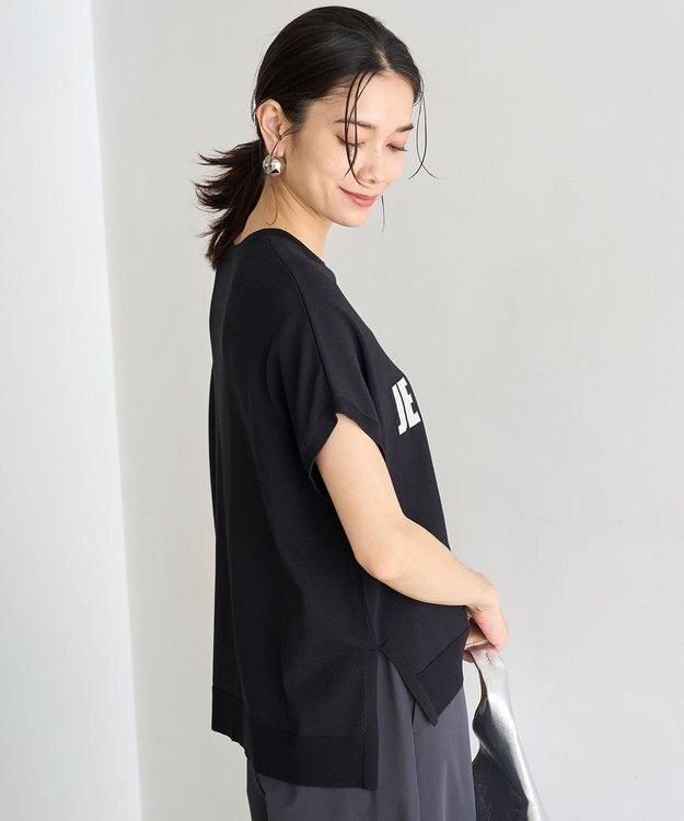 UNFILO スゴ機能美 ロゴフレンチスリーブ ニット ブラック