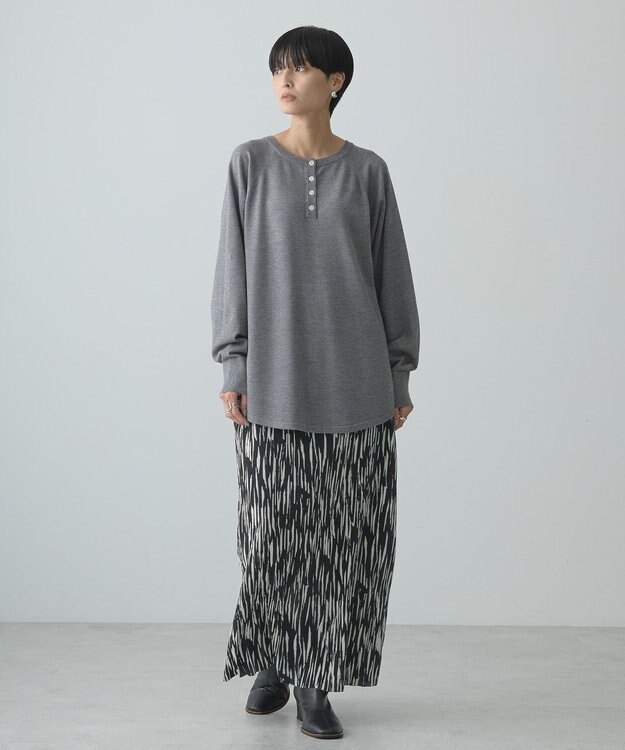 AMERICAN HOLIC ２ＷＡＹバイパチヘンリーネックニットプルオーバー Gray Mixture