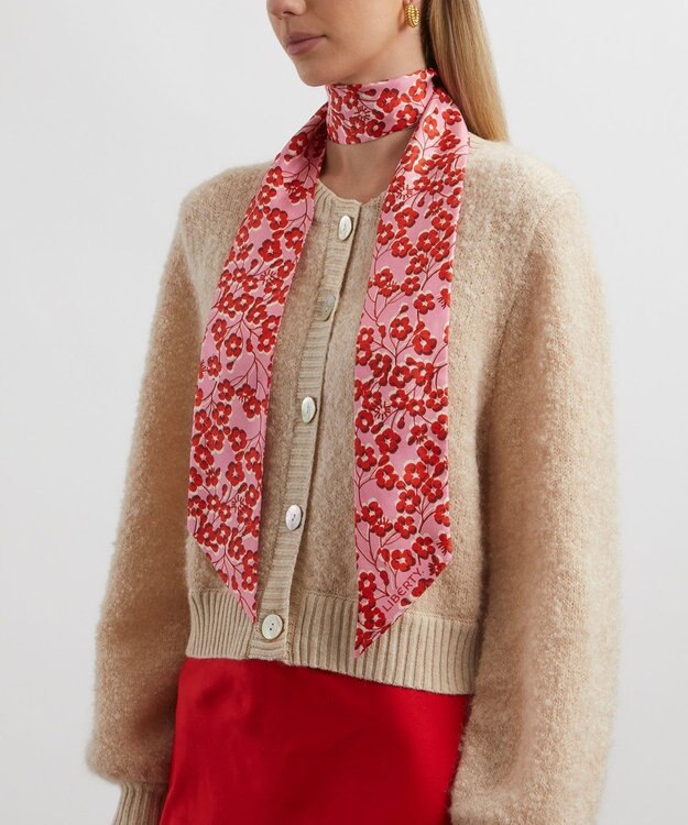 LIBERTY. ミッツィ ミングル 8x160 スキニー シルク スカーフ ピンク