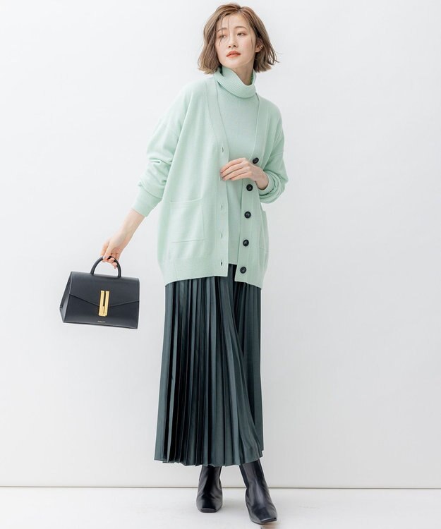 23区 【洗える】ピュアカシミヤ カーディガン スモーキーグリーン系