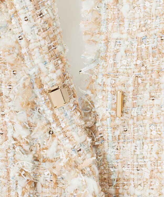 23区 【GOLD LABEL】スパングルMIXツイード ショートジャケット ベージュ