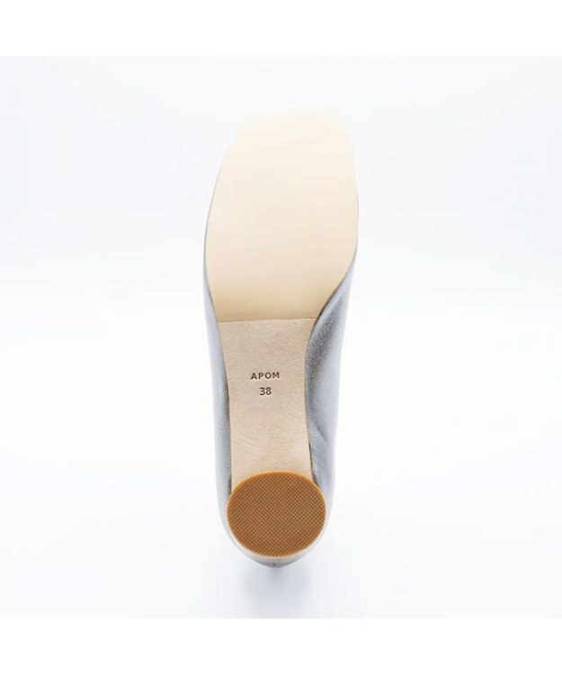 APOM オブリークトゥローヒールパンプス40 シルバー
