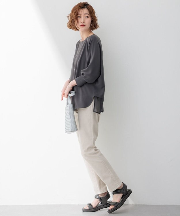 23区 S 【洗える/一部店舗限定】ストレッチジョーゼット シアー カットソー グレー系