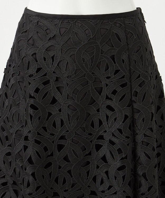 23区 L 【エステータ】ジオメトリックレース スカート ブラック系