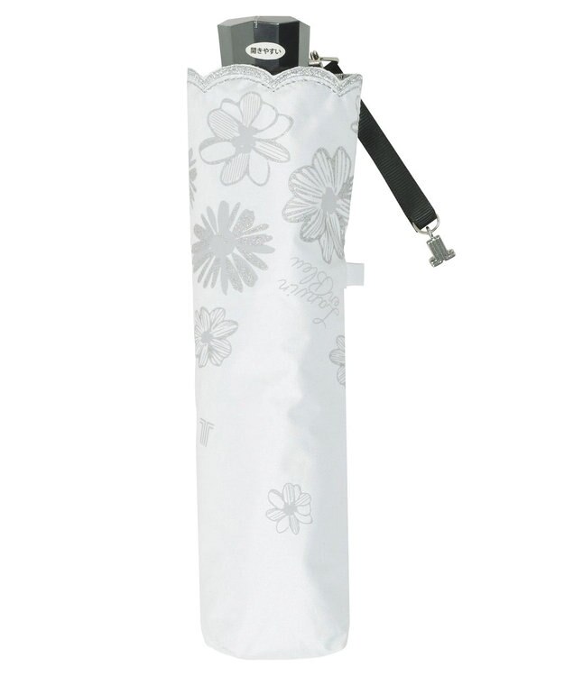 MOONBAT 【一級遮光/晴雨兼用日傘】ランバン オン ブルー (LANVIN en Blue)  折りたたみ日傘 フラワーグリッター オフホワイト