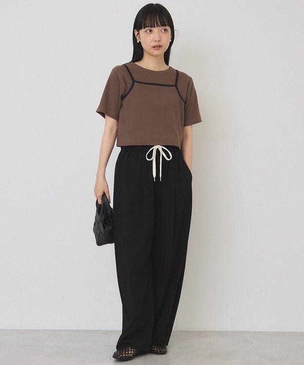 AMERICAN HOLIC 【2点セット】配色キャミ＋Tシャツ Brown