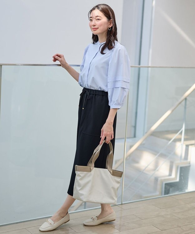 ANY 【接触冷感/UVカット/抗菌防臭/速乾】エニィファンクションタックスリーブブラウス ライトブルー