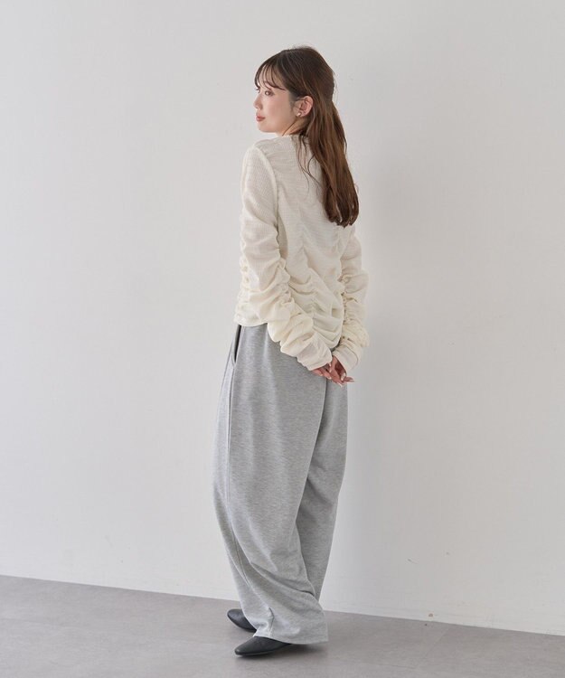 earth music&ecology レースレイヤード風スウェットパンツ Gray Mixture