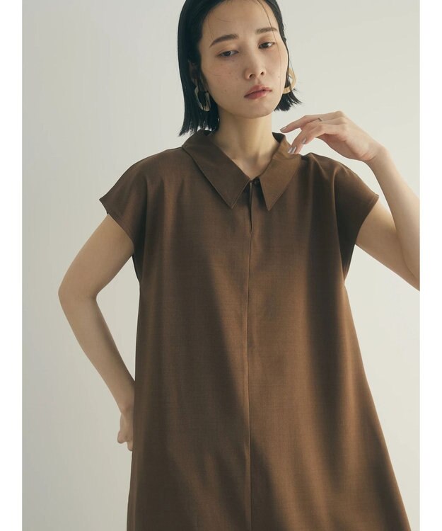 Green Parks armonia.襟付きフレアワンピース Brown
